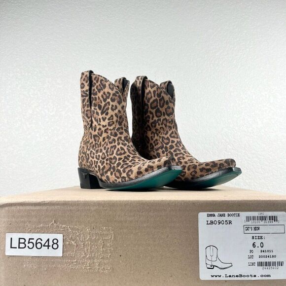 NEW Lane EMMA JANE Womens Cowboy Boots 6 Western Wear Animal Print Leather Short - Picture 10 of 11